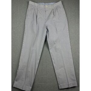 Brooks Brothers 346 Dress Pants Mens 36x32 Blue Seersucker Pleated Cotton Preppy